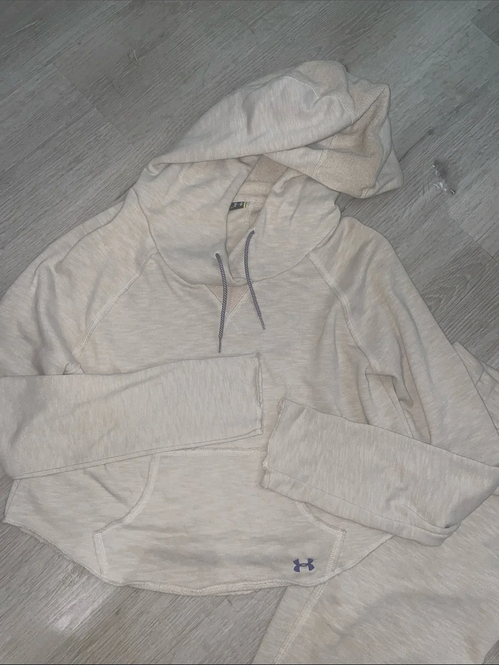Under Armour Oatmeal Heather Jogger Set with Subtle Blue Logo | Size Small